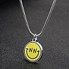 Stylish Stainless Steel Enamel Smiling Face Pendant Necklaces for Women's Daily Wear PY8930-1