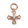 Brass Micro Pave Cubic Zirconia Tiny Cross Charms ZIRC-G128-04-1-2