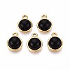 Natural Black Onyx Half Round Charms STAS-N109-213F-G-1
