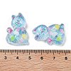 Transparent Resin Bowknot Kitten Decoden Cabochons RESI-M045-07E-3