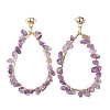 Teardrop Natural Gemstones Dangle Studs Earrings EJEW-JE05748-4