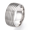 201 Stainless Steel Grooved Finger Ring Settings STAS-WH0047-09S-2