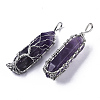 Natural Amethyst Big Wire Wrapped Pointed Pendants G-T133-P02C-2