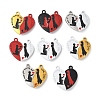 Spray Painted Alloy Red and Black Enamel Split Pendants PALLOY-V006-07-1