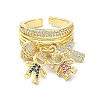 Rack Plating Brass Micro Pave Cubic Zirconia Open Cuff Rings RJEW-C076-08A-G-2