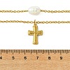Natural Pearl Rice and 304 Stainless Steel Pendant Double Layer Necklaces for Women NJEW-JN06211-01-4