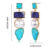 Synthetic Turquoise Rectangle & Triangle Dangle Stud Earrings JE1131A-2
