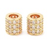 Column Brass Micro Pave Clear Cubic Zirconia Beads KK-S394-05E-2