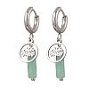 304 Stainless Steel Mixed Stone Column Hoop Earrings EJEW-JE06791-3