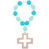 Wood & Silicone Rose Beads Hanging Ornametns HJEW-BM00073-1