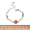 Brass Micro Pave Clear Cubic Zirconia Link Chain Bracelets for Women BJEW-C156-05GP-5