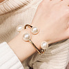 Alloy Wire Wrap with Plastic Pearl Cuff Bangle LS-BJEW-K223-08KCG-2