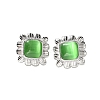 304 Stainless Steel Square Stud Earrings for Women EJEW-Z068-02P-2