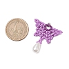 Glass Seed Beaded Butterfly Pendants PALLOY-MZ00484-03-2