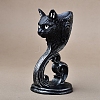 Cat Head Gothic Style Resin Crystal Ball Holders WICR-PW0016-03-2