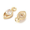 Brass Micro Pave Clear Cubic Zirconia Charms KK-C054-10G-2