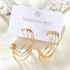 Multilayer C-Shaped 304 Stainless Steel Stud Earrings EJEW-Z098-28G-1