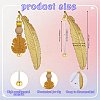 5Pcs Alloy Feather Pendant Bookmarks AJEW-SZ0002-63-2
