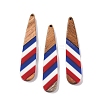 Independence Day Opaque Striped Resin & Walnut Wood Pendants RESI-U010-02E-1