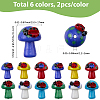 12Pcs 6 Colors Handmade Lampwork Beads LAMP-SC0001-86-2