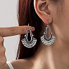 Bohemian Style Fan Alloy Imitation Leather Cord Dangle Earrings FS-WGA2883-01-2