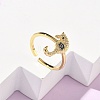 304 Stainless Steel Cubic Zirconia Cuff Open Rings for Women RJEW-Z122-02G-01-1