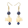 Natural Gemstone & Resin Elephant Dangle Earrings EJEW-JE04981-02-5