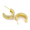 Rack Plating C-Shaped Brass Micro Pave Clear Cubic Zirconia Stud Earrings for Women EJEW-G410-52G-2