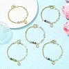 Brass Heart Charm Bracelets BJEW-JB13612-1