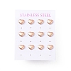 6 Pairs 304 Stainless Steel Heart Stud Earrings for Women EJEW-A067-21RG-3