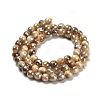 Electroplated Natural Tiger Eye Round Beads Strands G-L598-A04-01-3