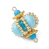 Dyed Synthetic Imperial Jasper & Handmade Glass Seed Beaded Rhombus Connector Charms PALLOY-MZ00960-02-3