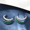 Twist Brass Micro Pave Cubic Zirconia Stud Earrings EJEW-M082-16P-01-1