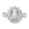 Rack Plating Brass Micro Pave Clear Cubic Zirconia Religion Virgin Mary Connector Charms KK-L224-094P-04-1