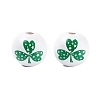 Saint Patrick's Day Theme Spray Painted Natural Wood Beads WOOD-C010-01-2