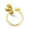 Brass with Cubic Zirconia Open Cuff Ring RJEW-B051-07G-3