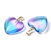 Two Tone Spray Painted Glass Pendants X-GLAA-N035-016-C02-3