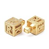 Alphabet Brass Micro Pave Clear Cubic Zirconia Pendants ZIRC-O045-01G-R-3