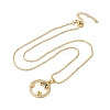 Brass Pave Cubic Zirconia Ring with Star & Moon Pendant Necklaces for Women NJEW-S429-02G-03-2