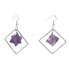 Rhombus Brass Dangle Earrings EJEW-D360-01P-3
