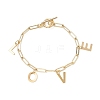 Word Love 304 Stainless Steel Charm Bracelets BJEW-JB09842-1