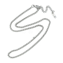 304 Stainless Steel Wheat Chain Necklace for Men Women NJEW-YW0001-17