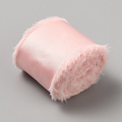 5M Polyester Satin Frayed Ribbon OCOR-WH0078-220A-1