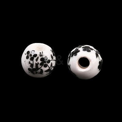 Floral Printed Porcelain Beads PORC-Q201-6mm-5-1