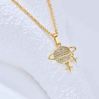 Planet Brass Micro Pave Clear Cubic Zirconia Pendant Necklaces FS-WGFD3F3-01-1