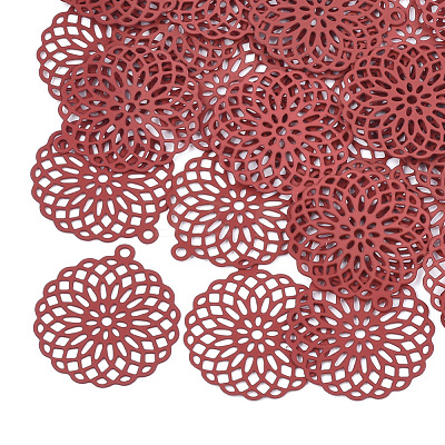 430 Stainless Steel Filigree Pendants STAS-T042-02C-1