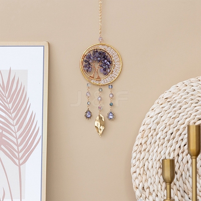 Natural Amethyst Tree of Life Pendant Decorations TREE-PW0002-21-1