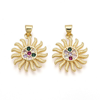 Brass Micro Pave Cubic Zirconia Pendants KK-D357-26G-1