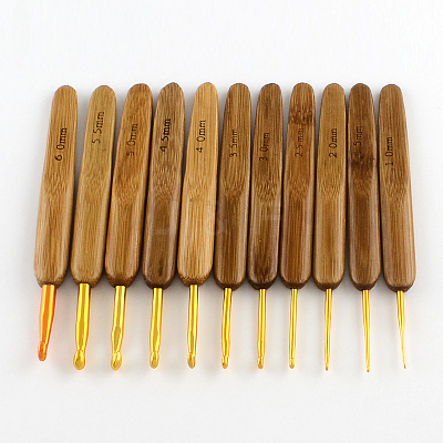Bamboo Handle Aluminium Crochet Hook Needles Sets TOOL-R090-1