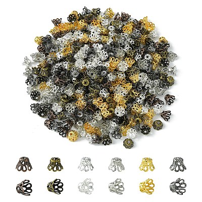 600PCS 6Colors Iron Bead Caps IFIN-YW0003-05-1